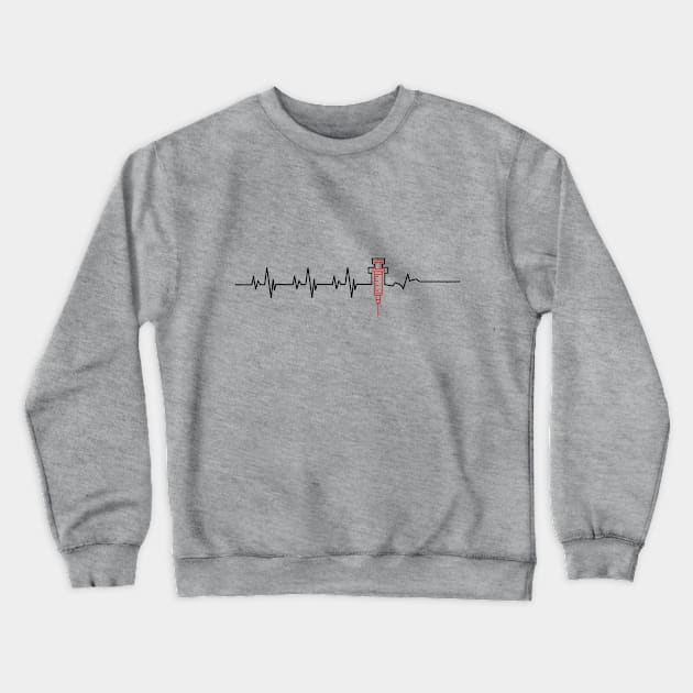 Heartbeat Heart Monitor - Flatline - Myocarditis Awareness - Red Syringe Crewneck Sweatshirt by Bee-Fusion